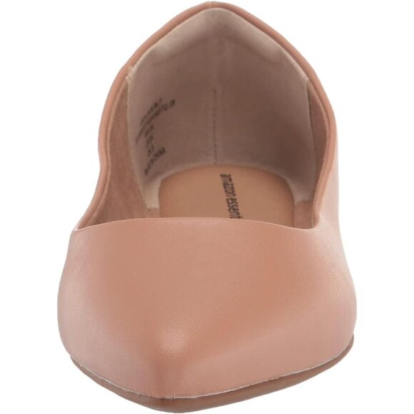Womens Light Camel Faux Leather Closed Pointed-Toe Low Heel Slip On Ballet Shoes - Picture 2 of 9